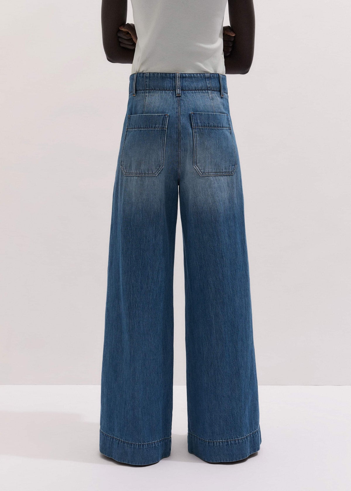 Mid-Blue High Waist Wide Jean | ME+EM Clothing