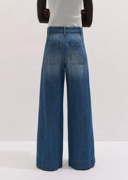 Mid-Blue High Waist Wide Jean | ME+EM Clothing