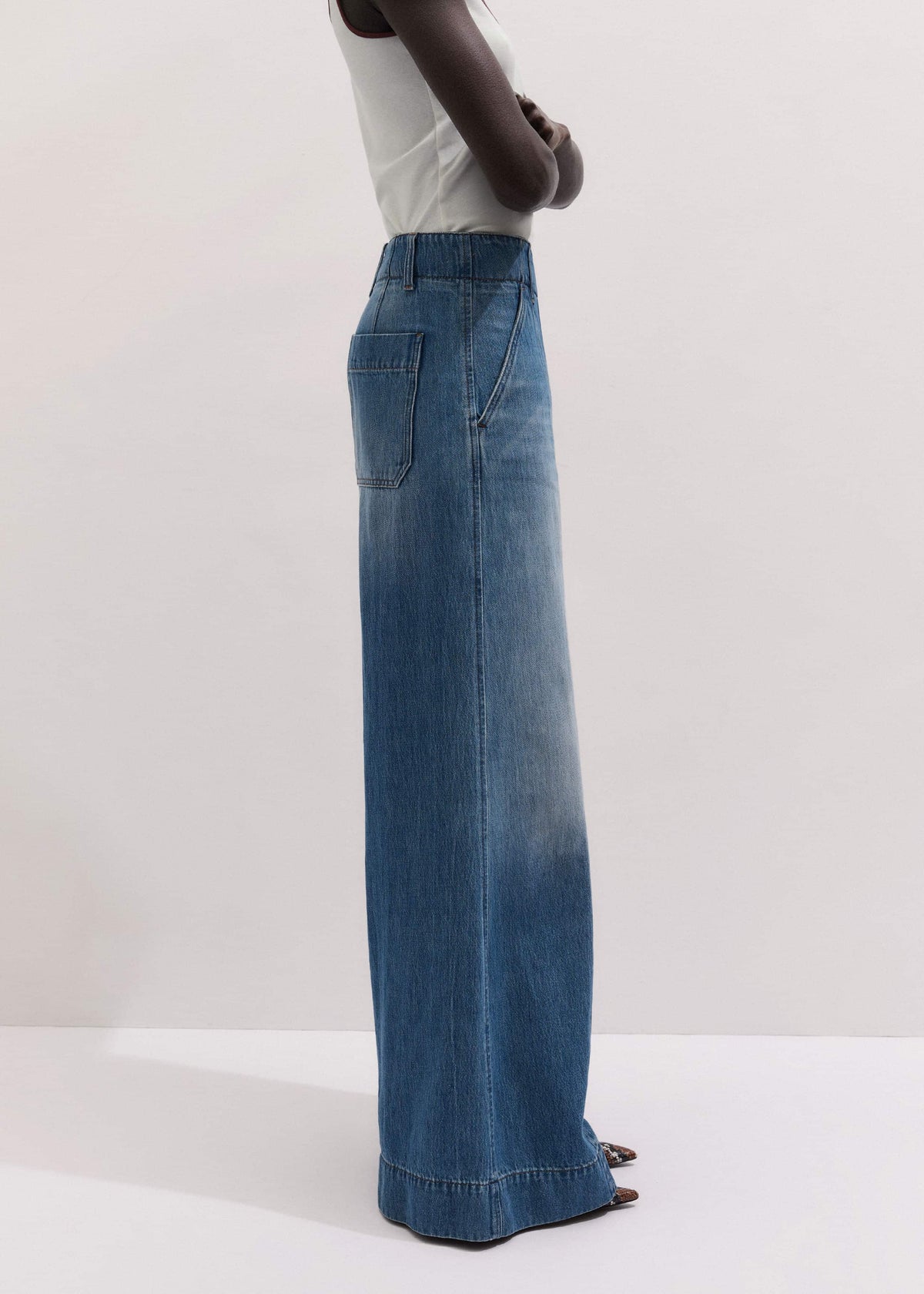 Mid-Blue High Waist Wide Jean | ME+EM Clothing