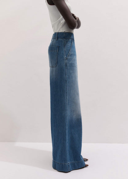 Mid-Blue High Waist Wide Jean | ME+EM Clothing