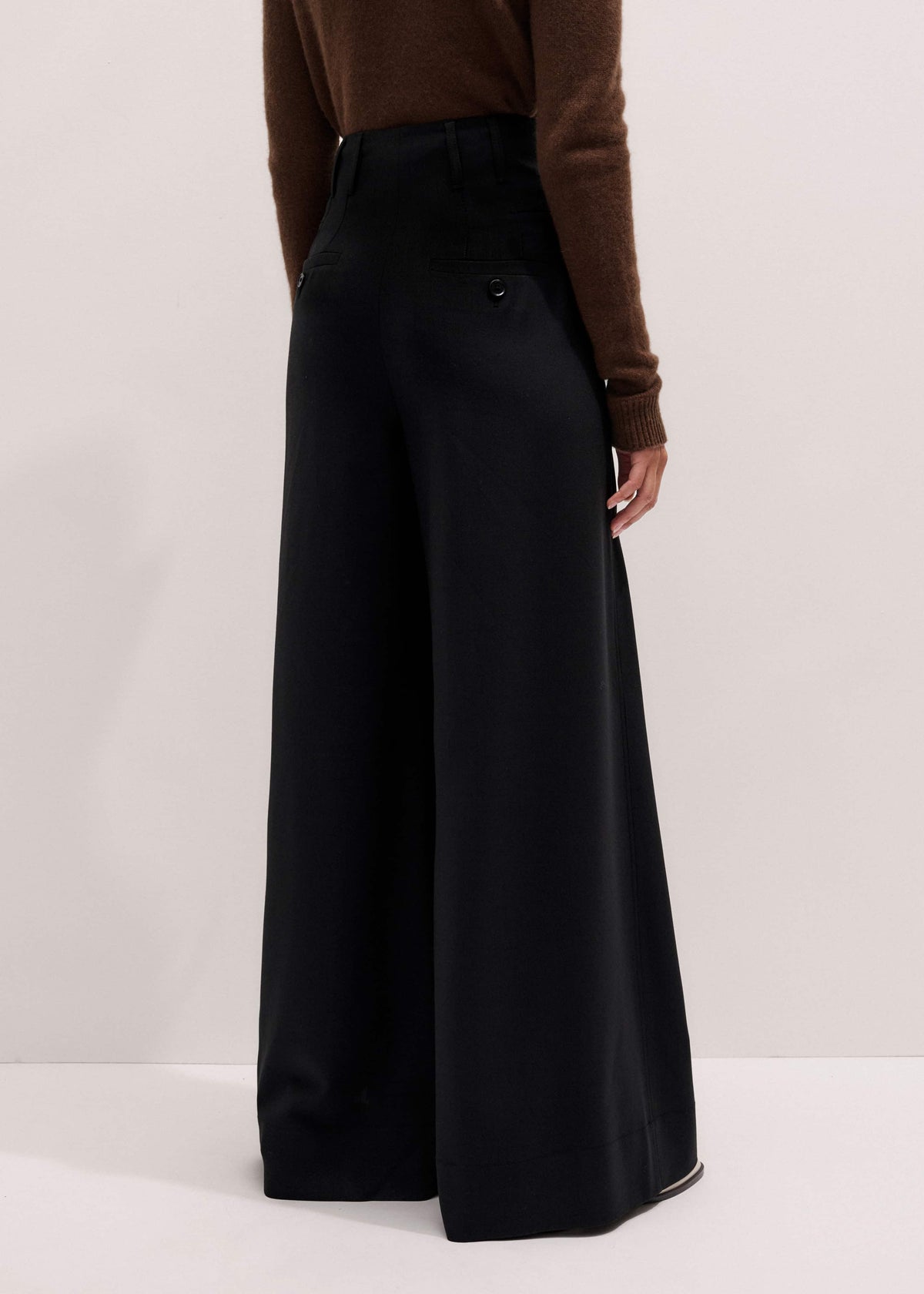 Black Wool Ultra Wide-Leg Pleat Pant | ME+EM Clothing