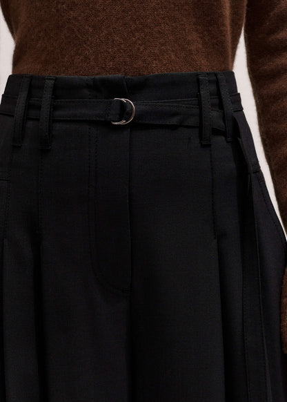 Black Wool Ultra Wide-Leg Pleat Pant | ME+EM Clothing