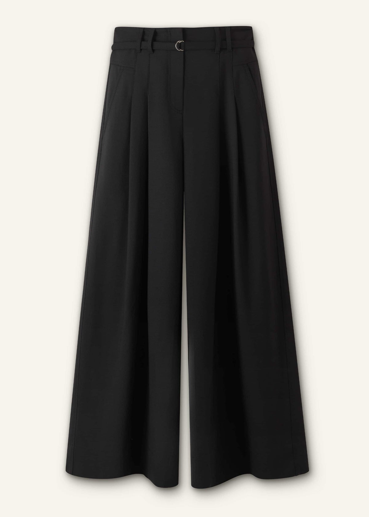 Black Wool Ultra Wide-Leg Pleat Pant | ME+EM Clothing