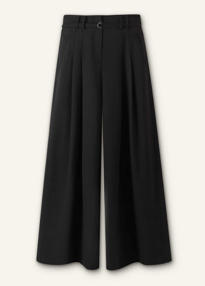 Black Wool Ultra Wide-Leg Pleat Pant | ME+EM Clothing
