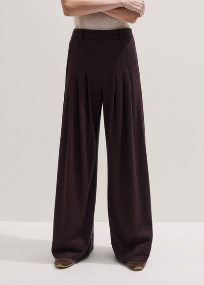 Red Wool Multi Pleat Wide-Leg Pant | ME+EM Clothing