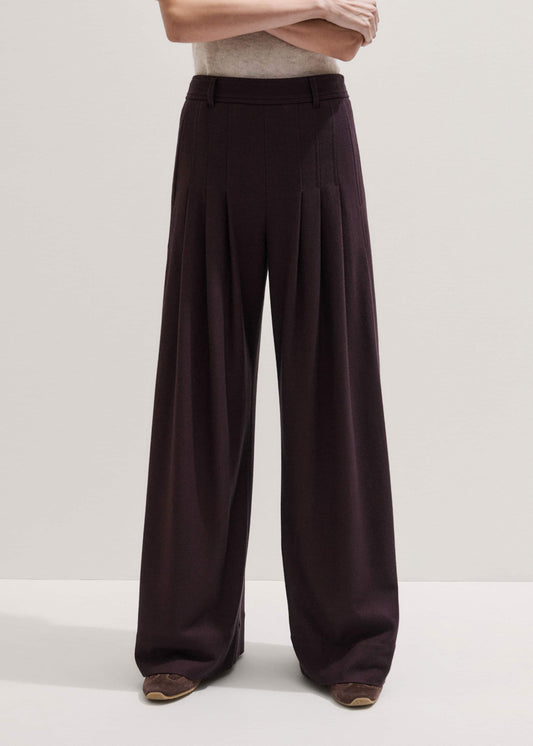 Red Wool Multi Pleat Wide-Leg Pant | ME+EM Clothing