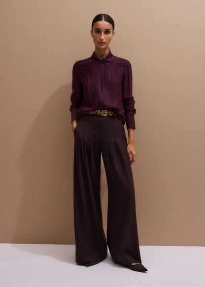 Red Wool Multi Pleat Wide-Leg Pant | ME+EM Clothing