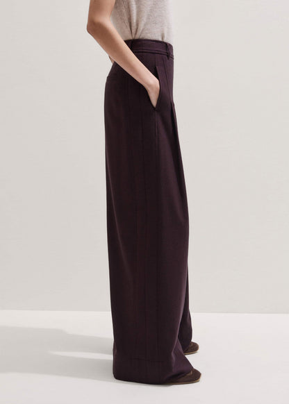 Red Wool Multi Pleat Wide-Leg Pant | ME+EM Clothing
