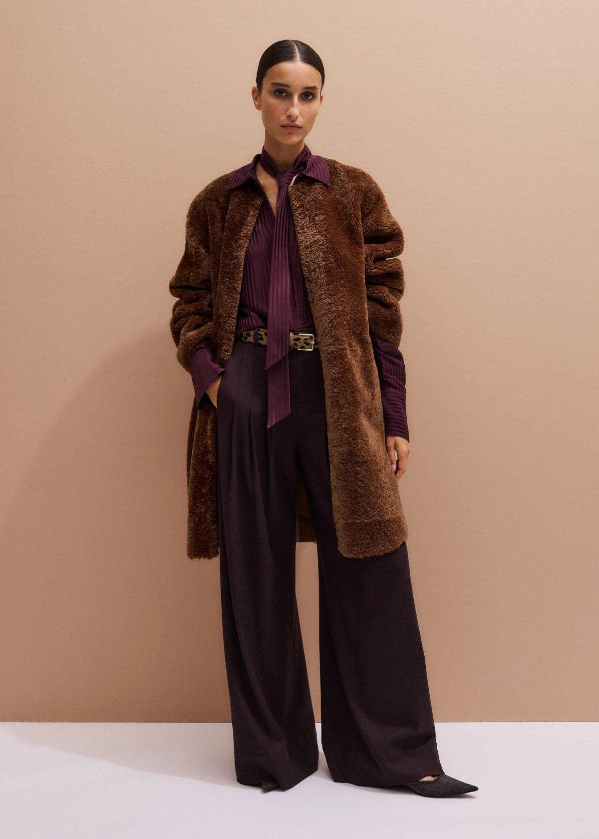 Red Wool Multi Pleat Wide-Leg Pant | ME+EM Clothing