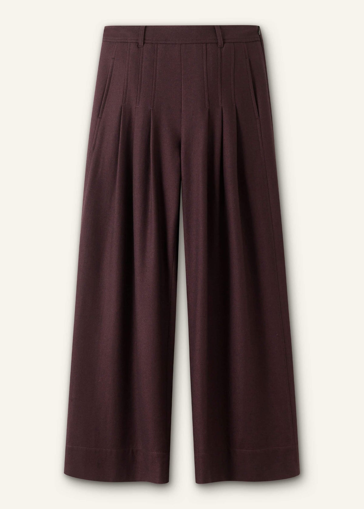 Red Wool Multi Pleat Wide-Leg Pant | ME+EM Clothing