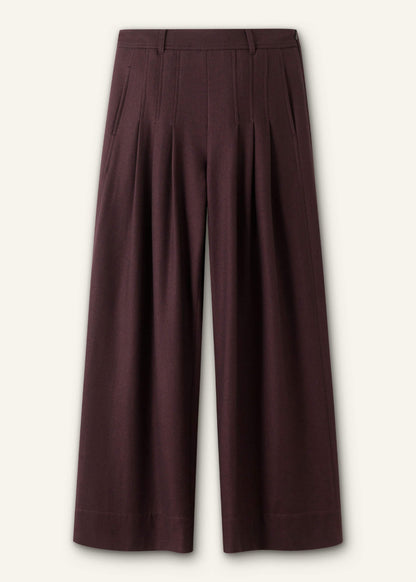 Red Wool Multi Pleat Wide-Leg Pant | ME+EM Clothing