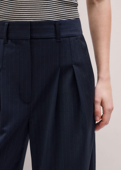 Navy Pinstripe Pleat Front Man Pant | ME+EM Clothing