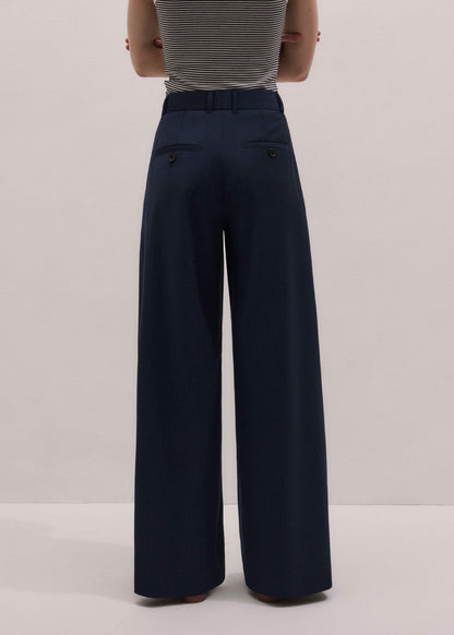 Navy Pinstripe Pleat Front Man Pant | ME+EM Clothing