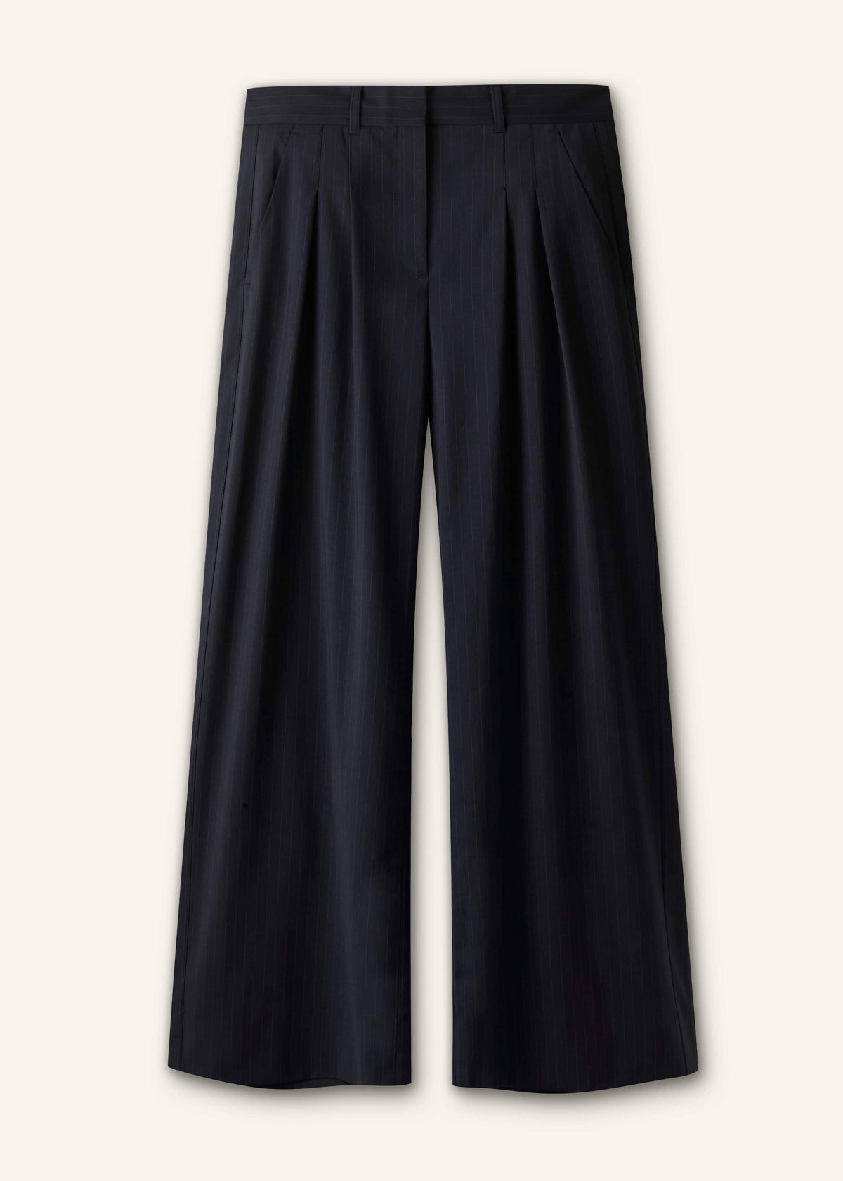 Navy Pinstripe Pleat Front Man Pant | ME+EM Clothing