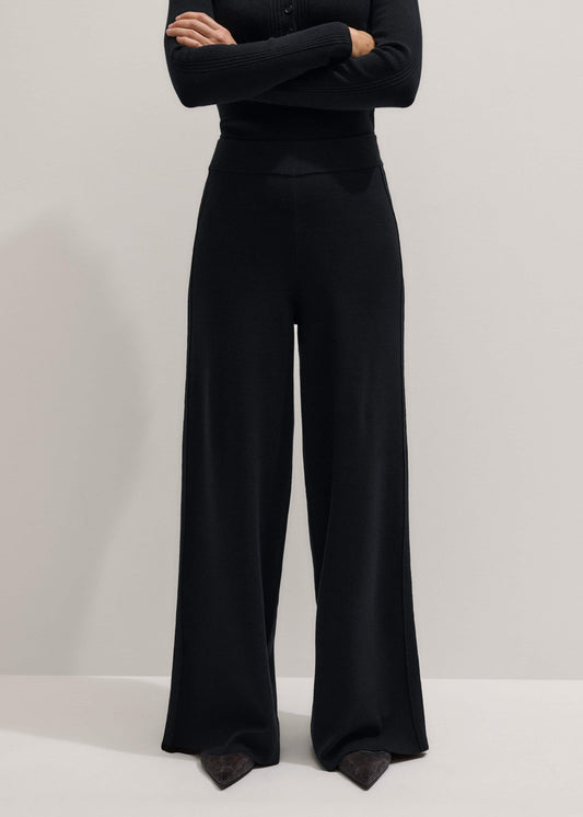 Black Silk Knit Evening Palazzo Pant | ME+EM Clothing