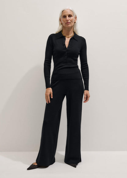 Black Silk Knit Evening Palazzo Pant | ME+EM Clothing