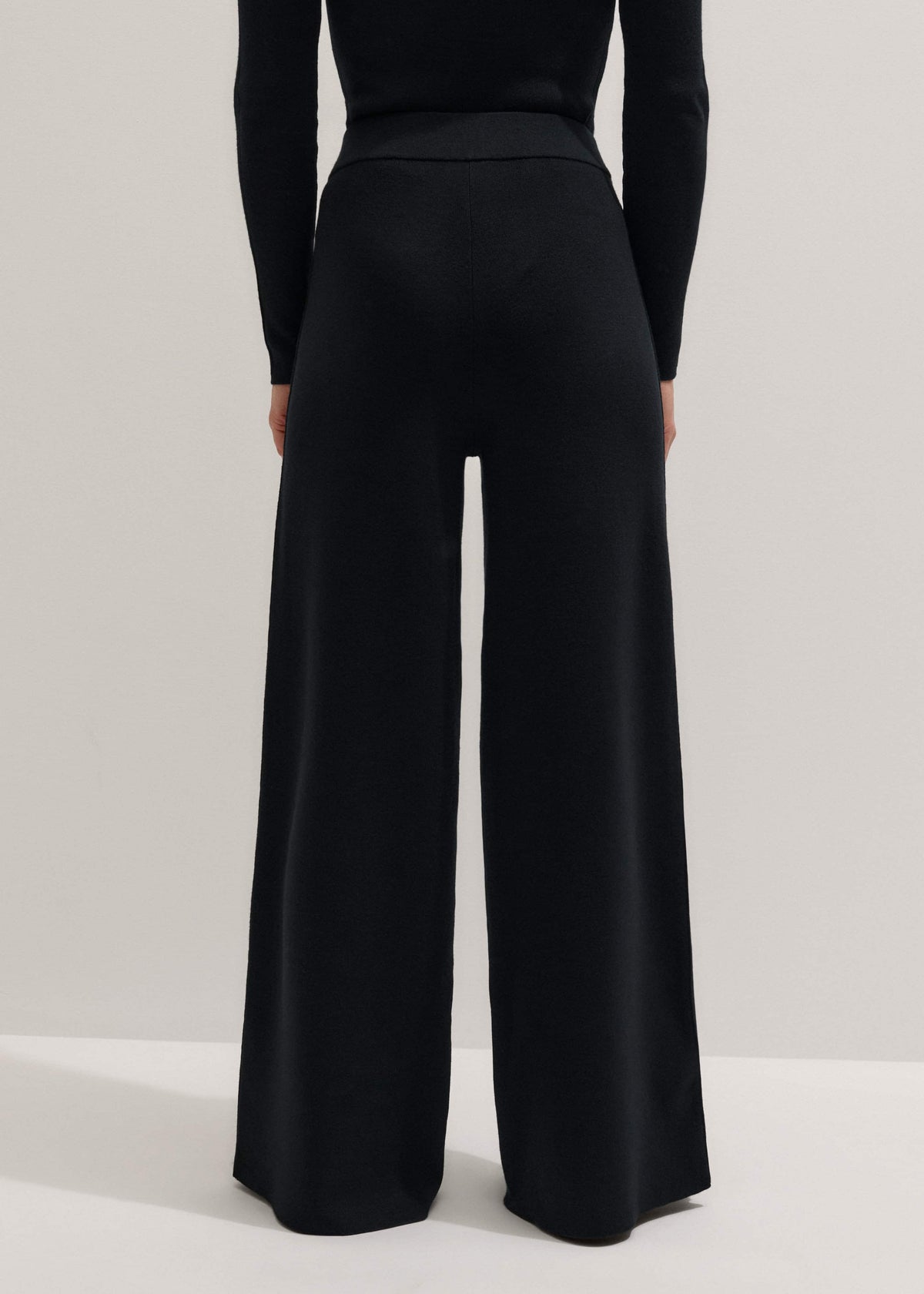 Black Silk Knit Evening Palazzo Pant | ME+EM Clothing