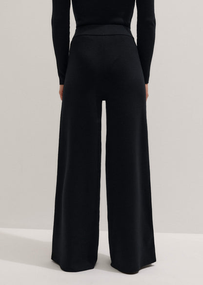 Black Silk Knit Evening Palazzo Pant | ME+EM Clothing