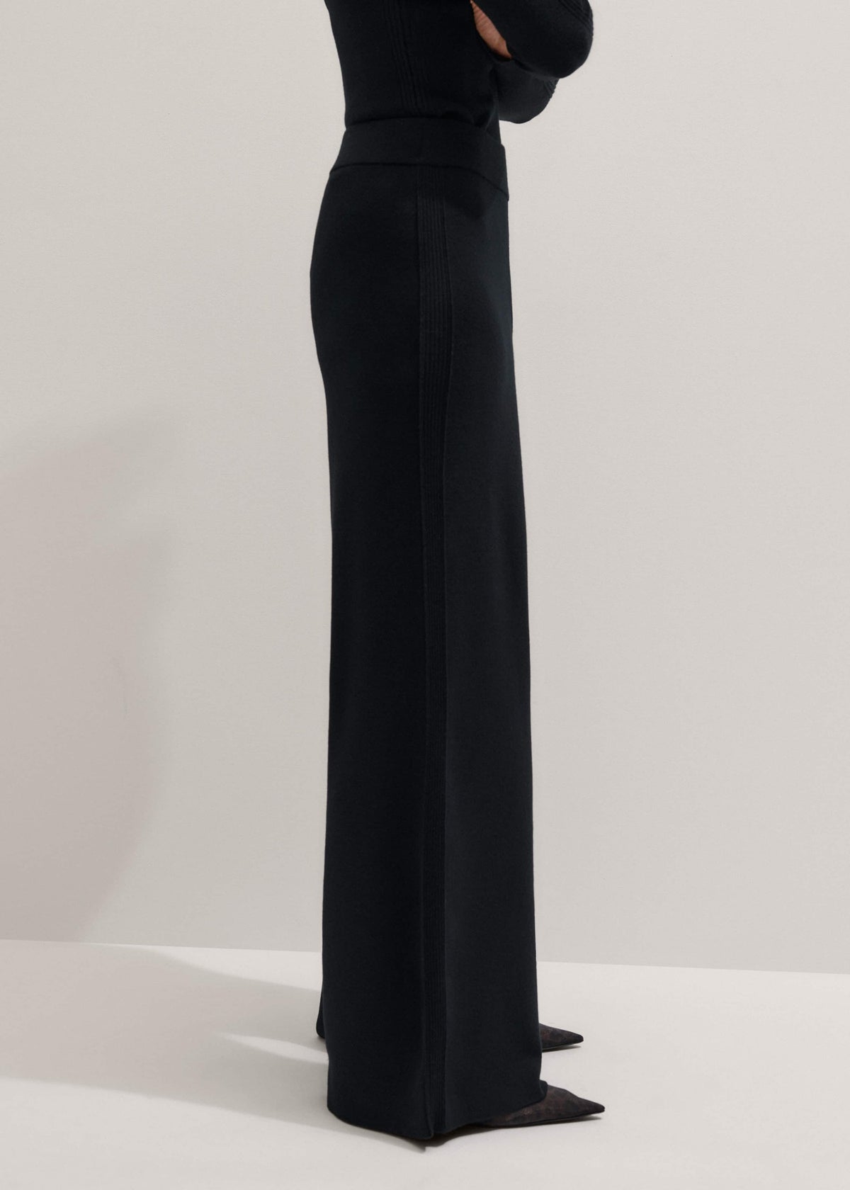 Black Silk Knit Evening Palazzo Pant | ME+EM Clothing