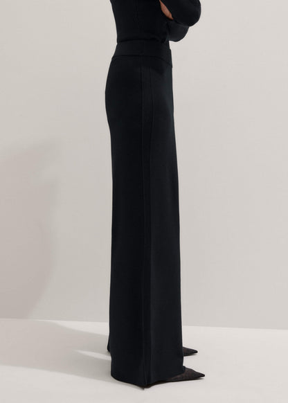 Black Silk Knit Evening Palazzo Pant | ME+EM Clothing