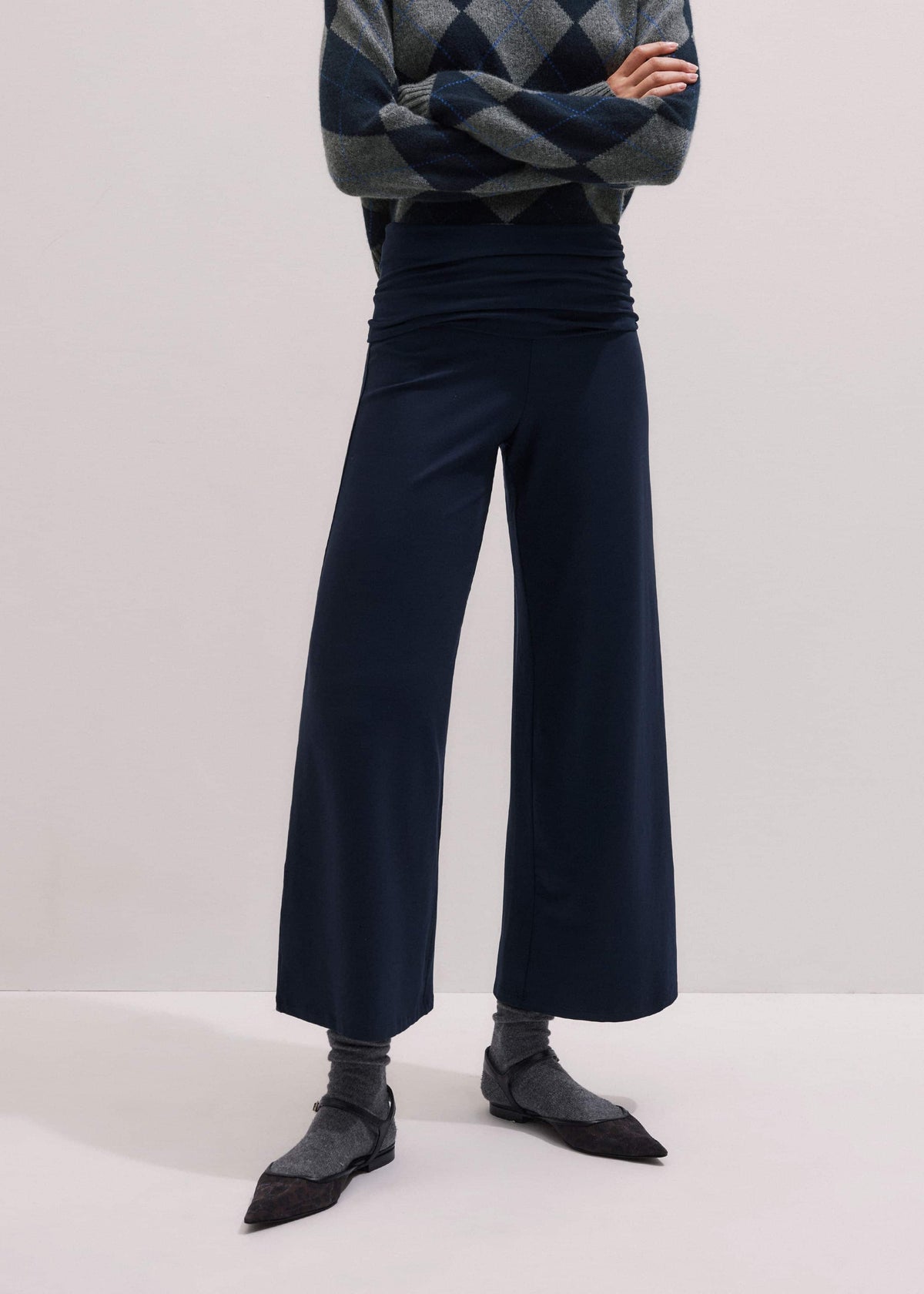 Crop Palazzo Pant - Dark Navy Travel Pants |Vacation Shop | ME+EM Clothing