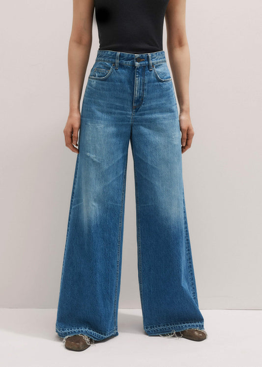 Blue Distressed Ultimate Wide-Leg Jean | ME+EM Clothing