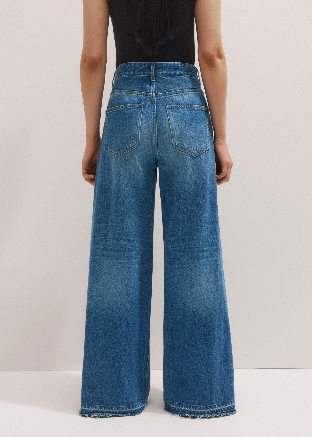 Blue Distressed Ultimate Wide-Leg Jean | ME+EM Clothing