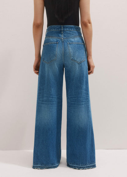 Blue Distressed Ultimate Wide-Leg Jean | ME+EM Clothing