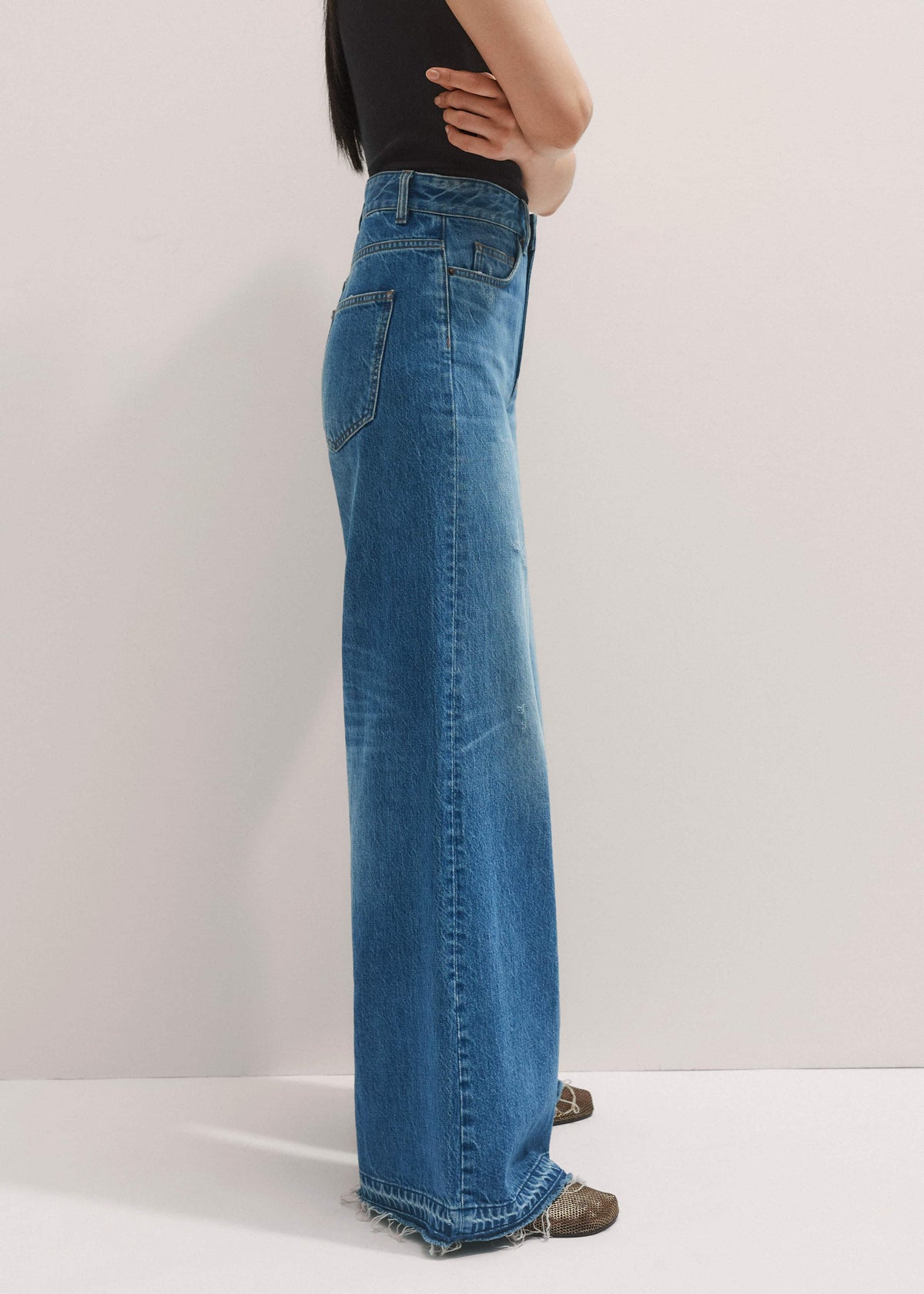 Blue Distressed Ultimate Wide-Leg Jean | ME+EM Clothing