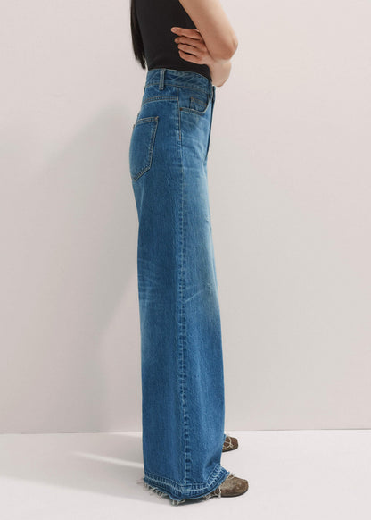 Blue Distressed Ultimate Wide-Leg Jean | ME+EM Clothing