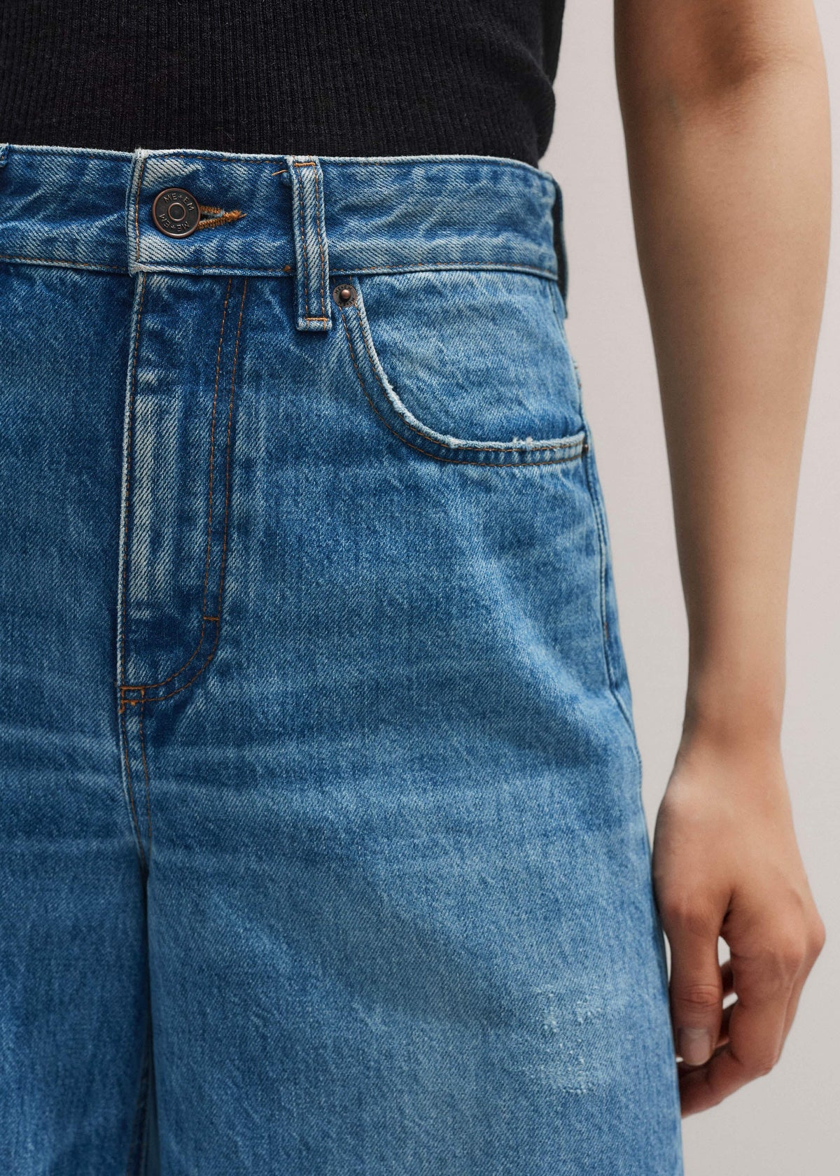 Blue Distressed Ultimate Wide-Leg Jean | ME+EM Clothing