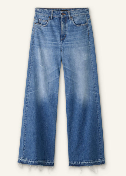 Blue Distressed Ultimate Wide-Leg Jean | ME+EM Clothing