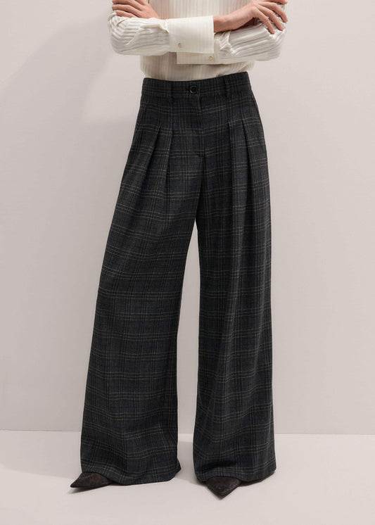 Gray Wool Wide-Leg Double Pleat Trouser | ME+EM Clothing