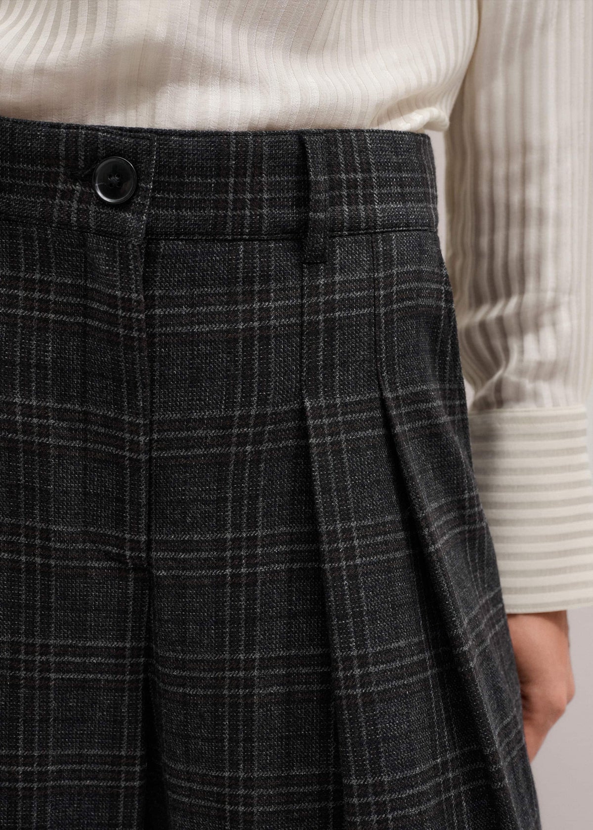 Gray Wool Wide-Leg Double Pleat Trouser | ME+EM Clothing