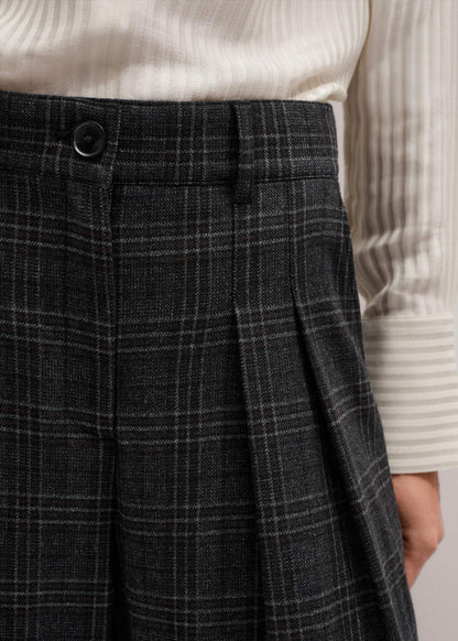Gray Wool Wide-Leg Double Pleat Trouser | ME+EM Clothing
