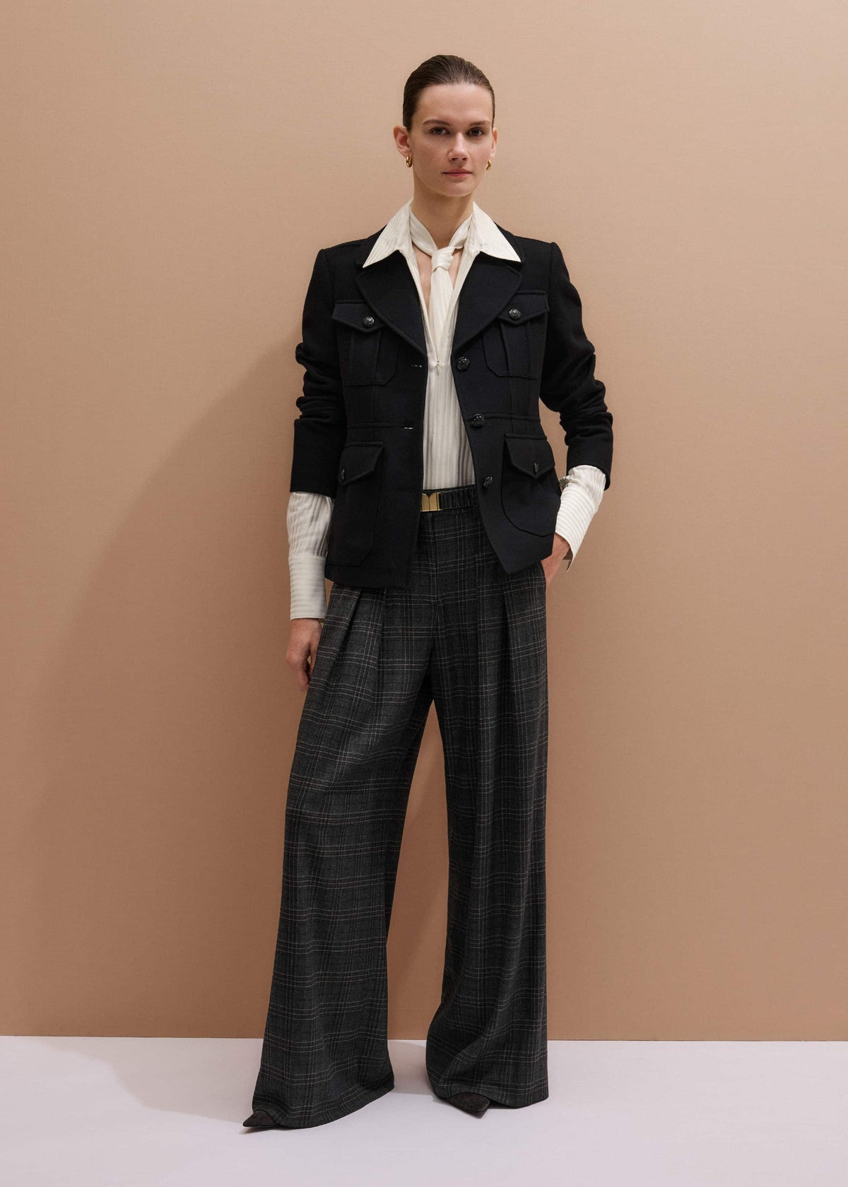 Gray Wool Wide-Leg Double Pleat Trouser | ME+EM Clothing