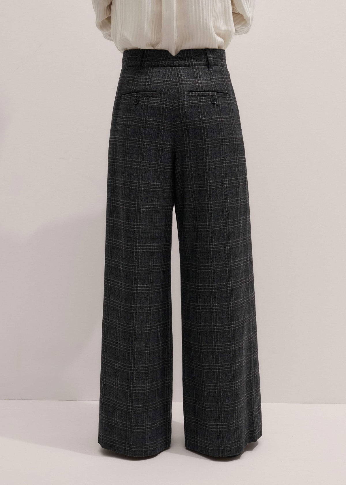 Gray Wool Wide-Leg Double Pleat Trouser | ME+EM Clothing