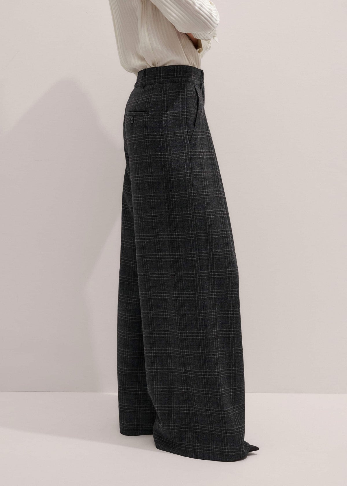 Gray Wool Wide-Leg Double Pleat Trouser | ME+EM Clothing