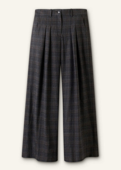 Gray Wool Wide-Leg Double Pleat Trouser | ME+EM Clothing