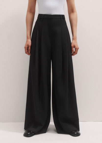 Black Wide-Leg Pleat Pant | ME+EM Clothing