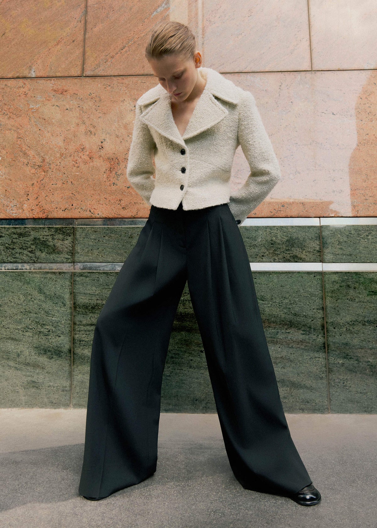 Black Wide-Leg Pleat Pant | ME+EM Clothing