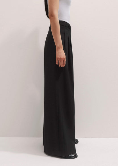 Black Wide-Leg Pleat Pant | ME+EM Clothing