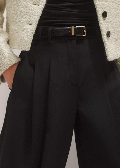Black Wide-Leg Pleat Pant | ME+EM Clothing