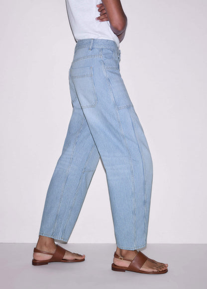 Blue Micro Stripe Engineered Leg Jean | ME+EM Clothing