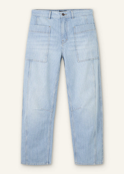 Blue Micro Stripe Engineered Leg Jean | ME+EM Clothing