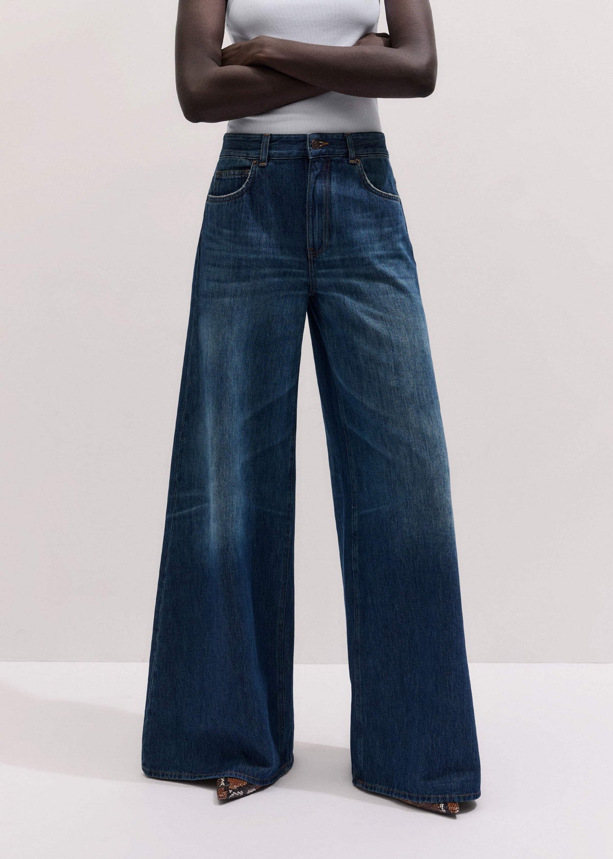 Mid Blue Super Wide Baggy Jean | ME+EM Clothing