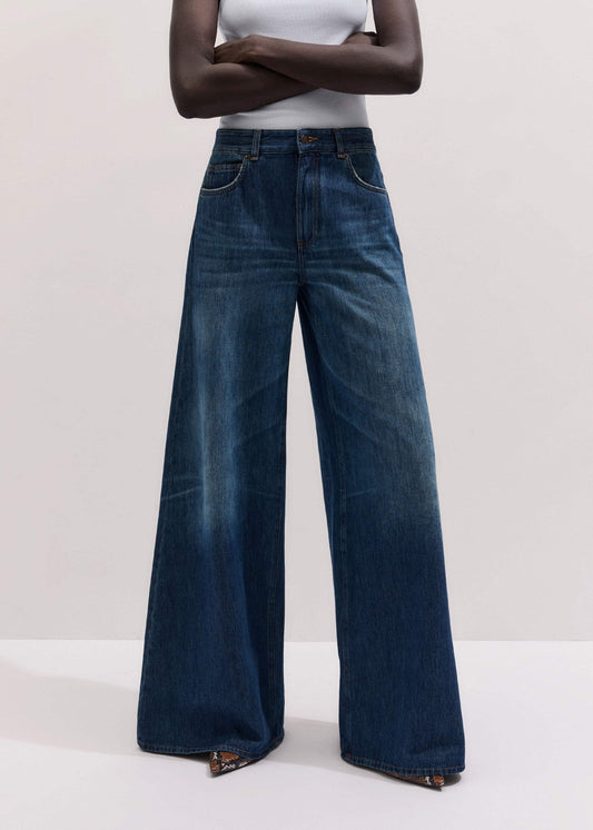 Mid Blue Super Wide Baggy Jean | ME+EM Clothing