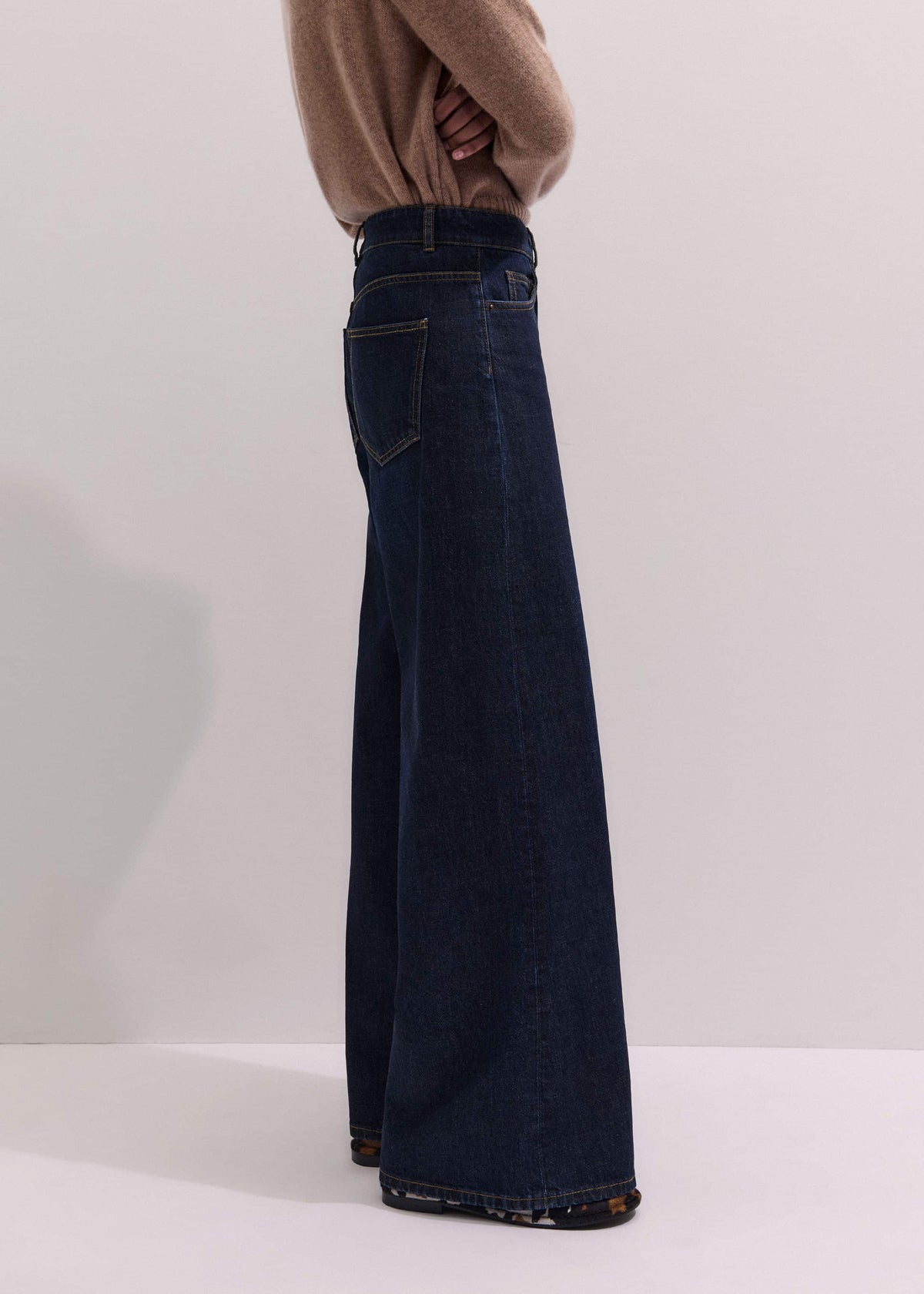 Dark Blue Rinse Wash Ultimate Wide-Leg Jean | ME+EM Clothing