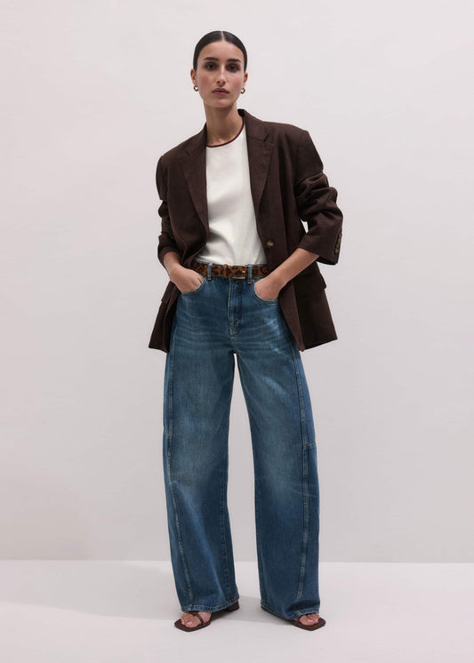 Mid Blue Exaggerated Tapered Jean | ME+EM Clothing
