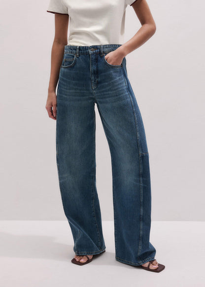 Mid Blue Exaggerated Tapered Jean | ME+EM Clothing